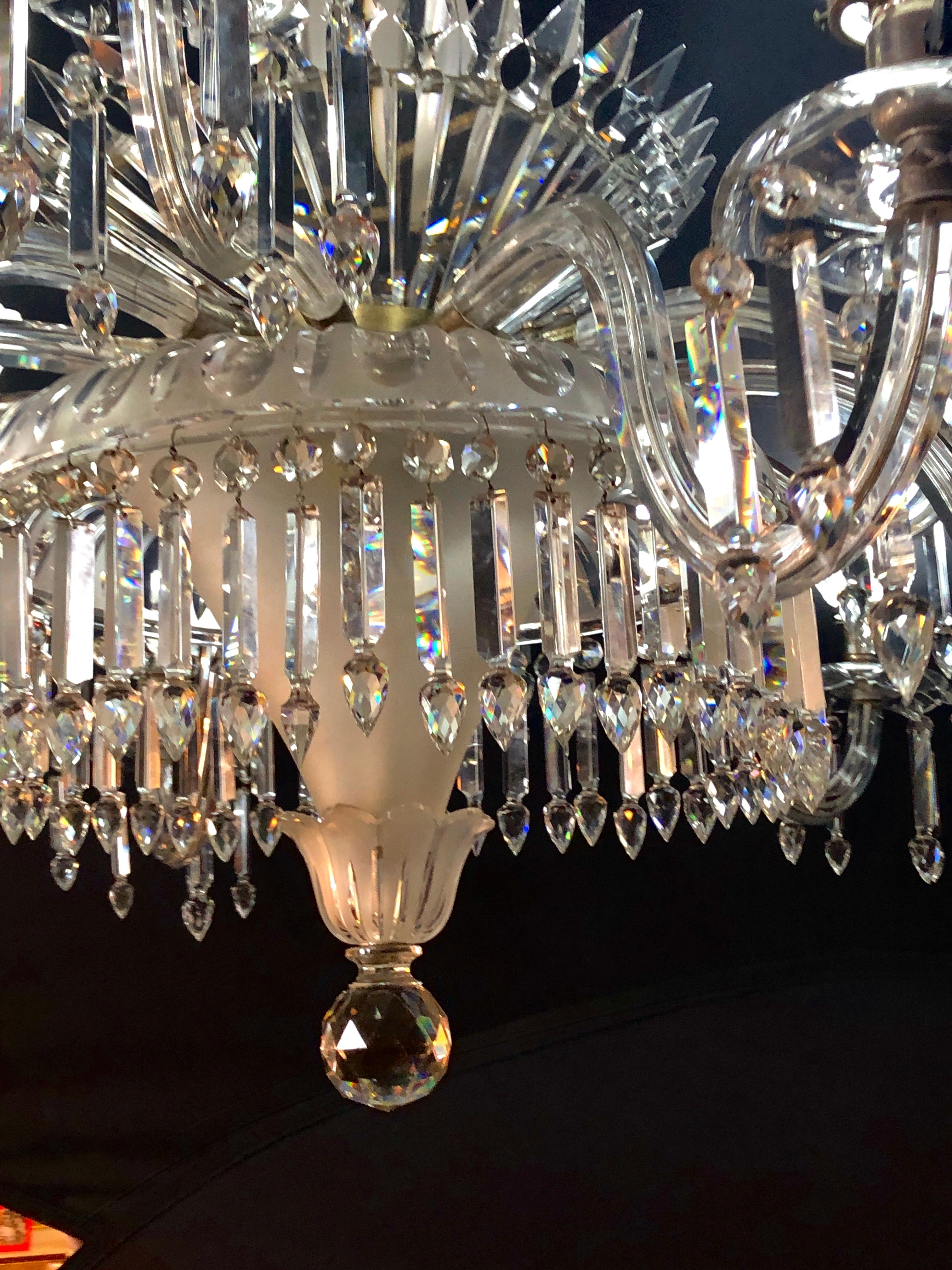 Victorian 19th Century Crystal & Lalique Style Cornelius & Baker Chandelier For Sale 10