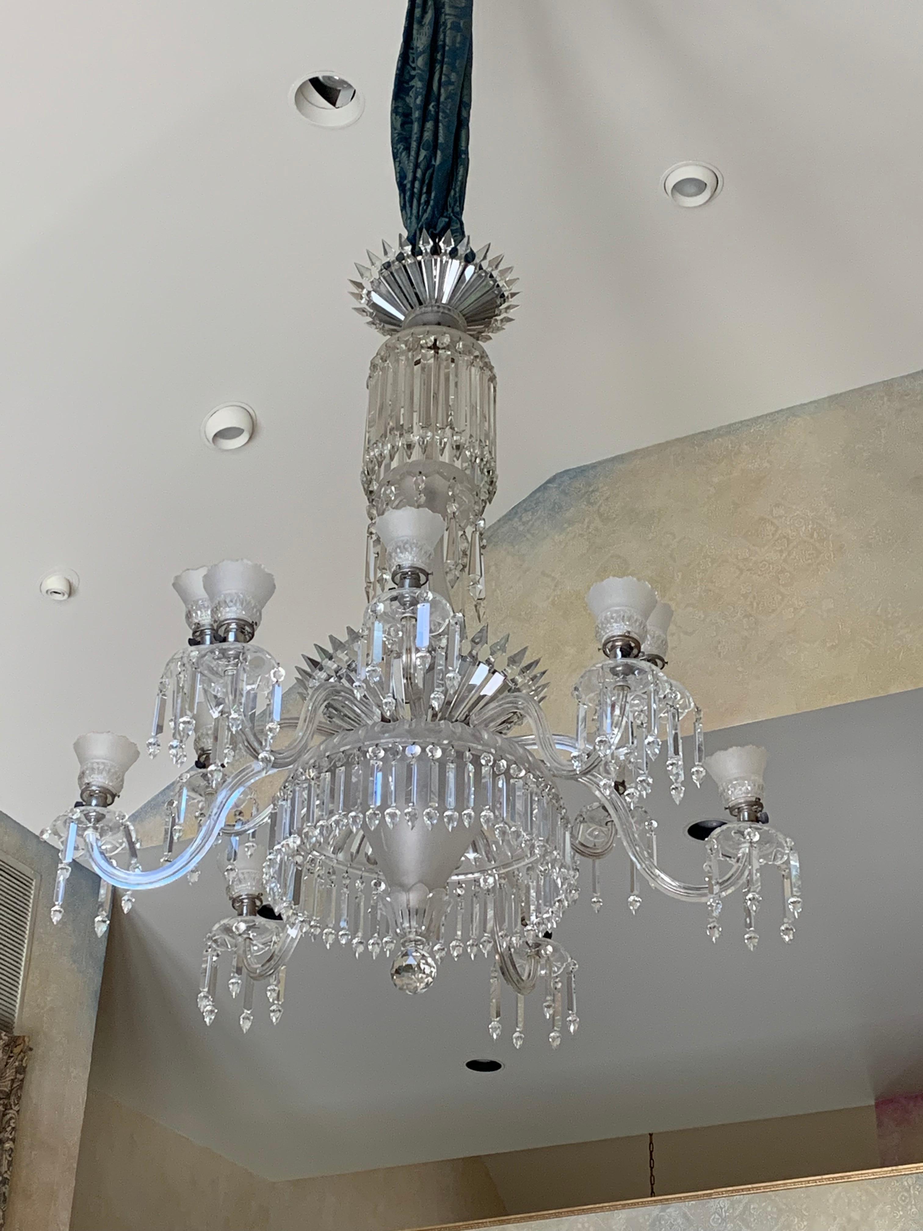 Victorian 19th Century Crystal & Lalique Style Cornelius & Baker Chandelier For Sale 12