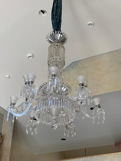 Victorian 19th Century Crystal & Lalique Style Cornelius & Baker Chandelier