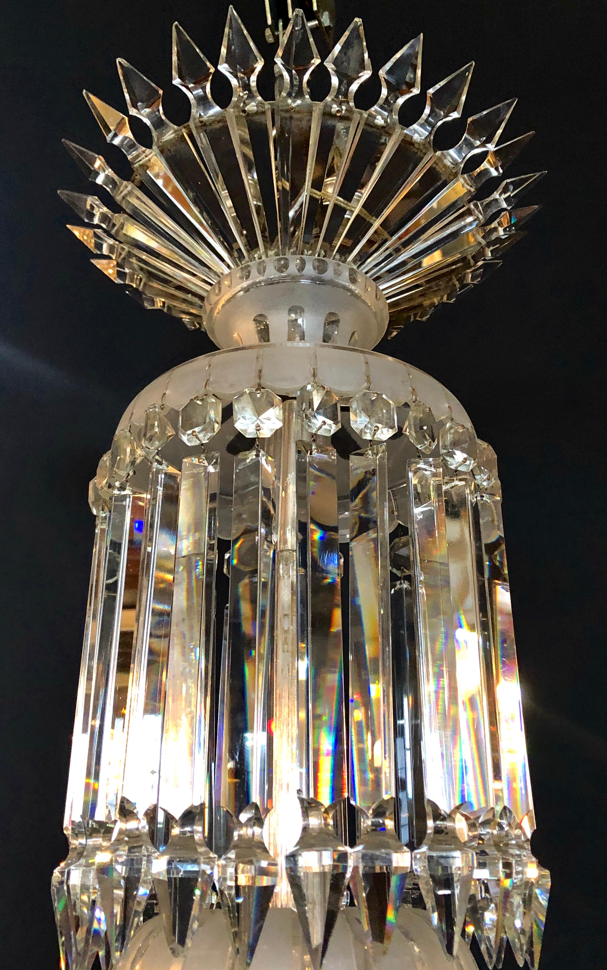 Early Victorian Victorian 19th Century Crystal & Lalique Style Cornelius & Baker Chandelier For Sale