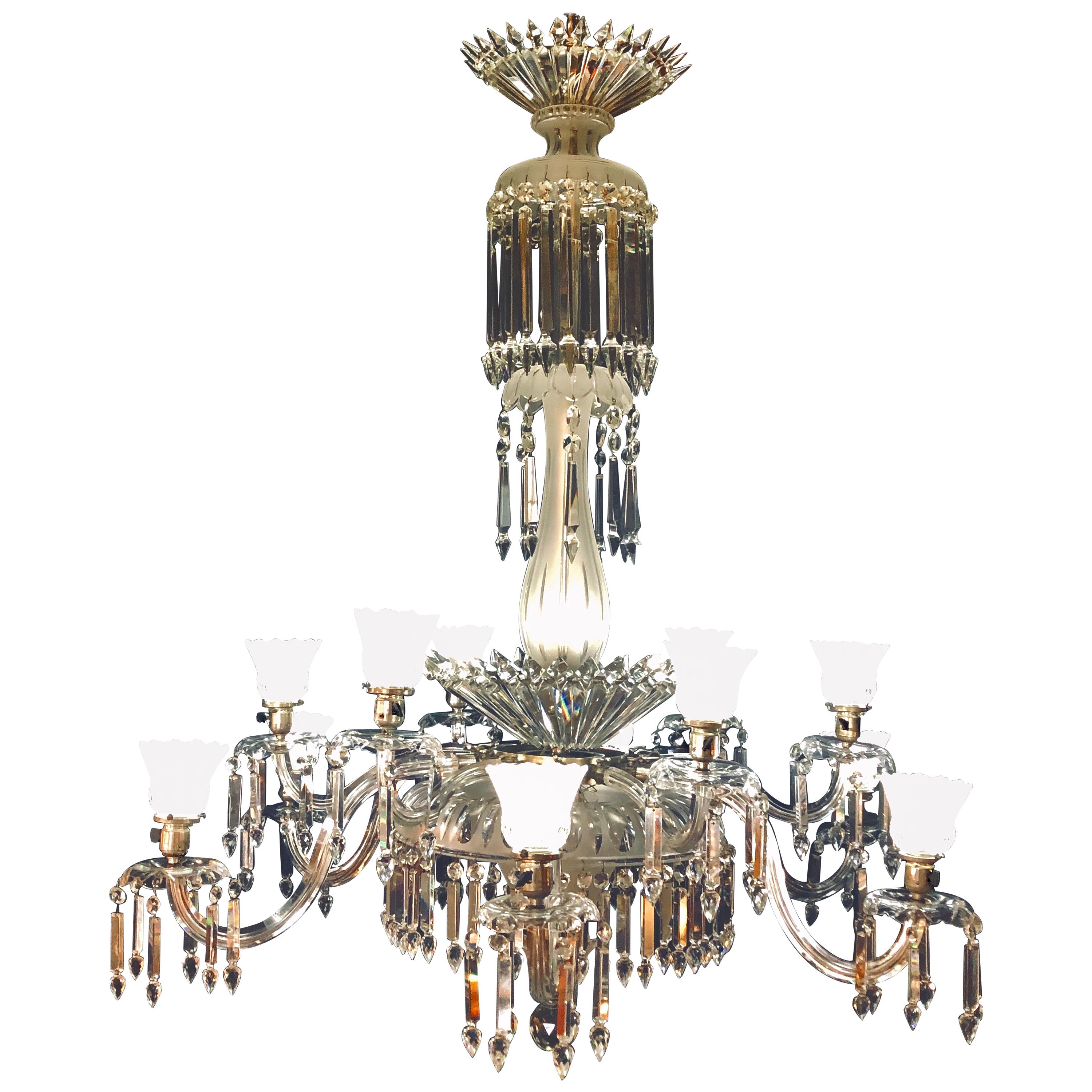 Victorian 19th Century Crystal & Lalique Style Cornelius & Baker Chandelier For Sale