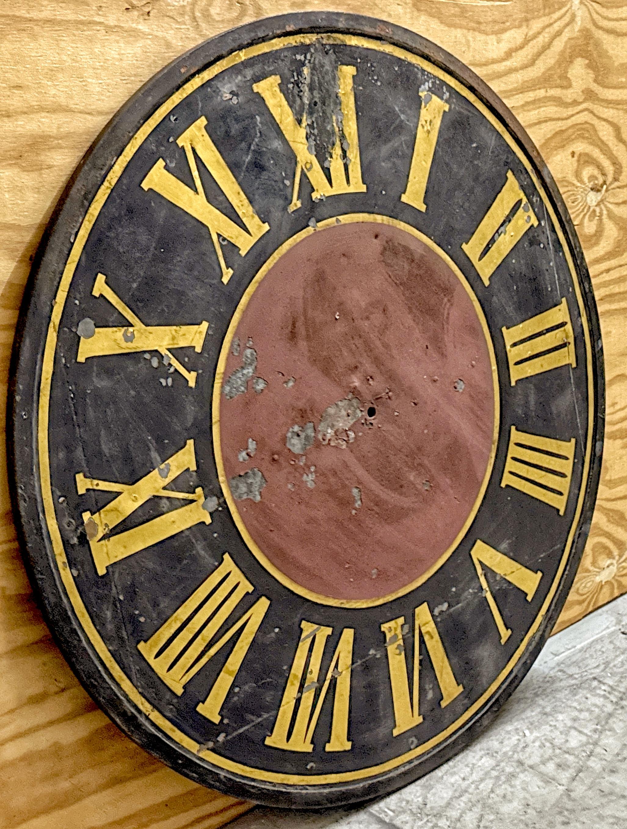 Gilt Monumental 19th Century European Industrial Clock Face with Roman Numerals, 48