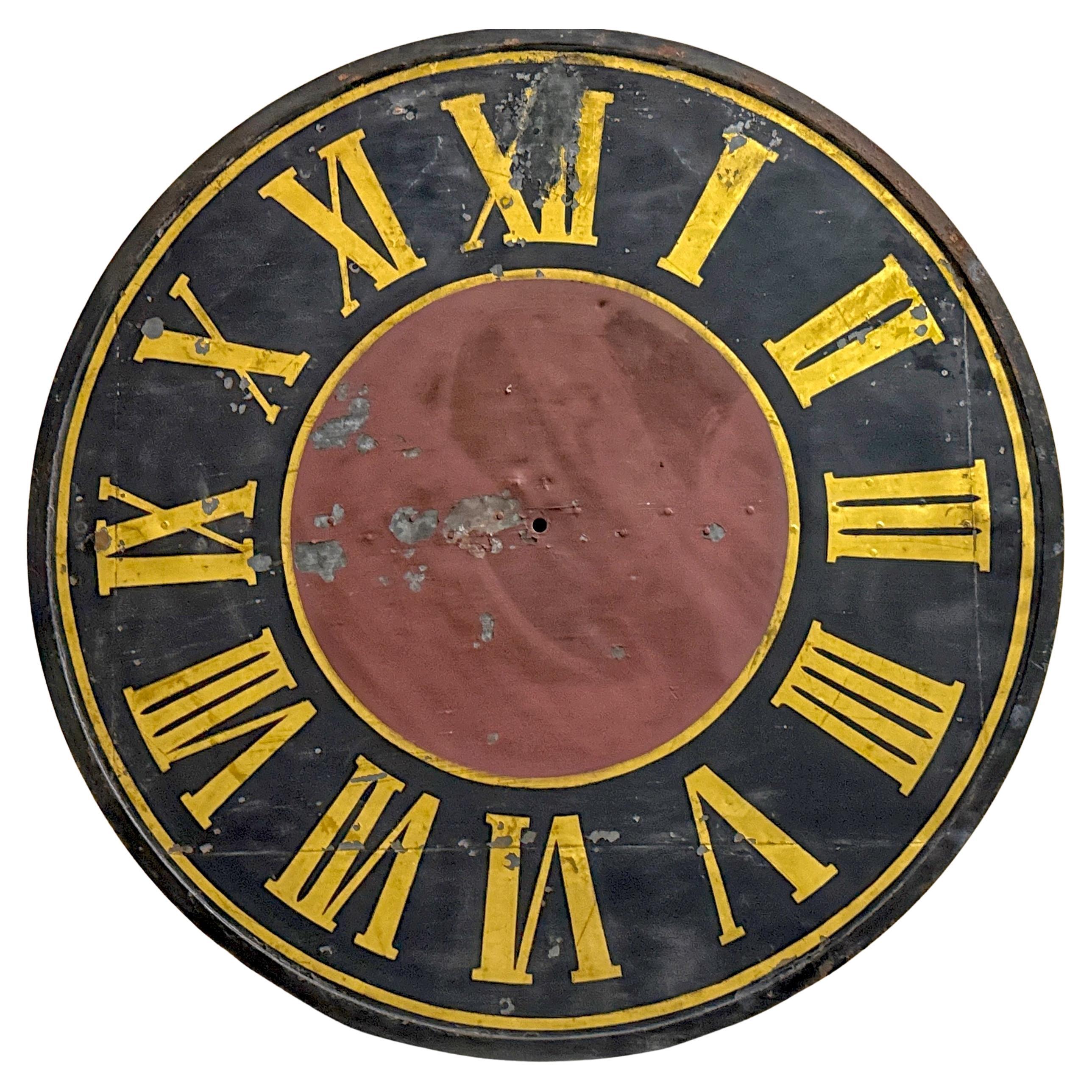 Monumental 19th Century European Industrial Clock Face with Roman Numerals, 48" For Sale
