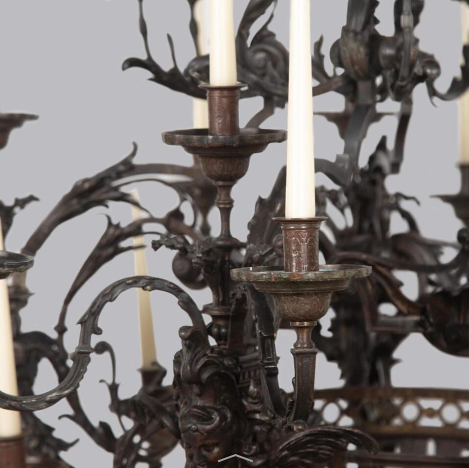 Monumental 19th Century French Bronze Chandelier For Sale 7