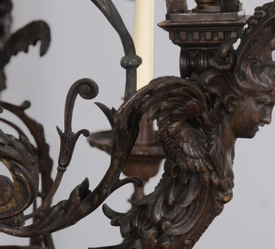 Monumental 19th Century French Bronze Chandelier For Sale 3