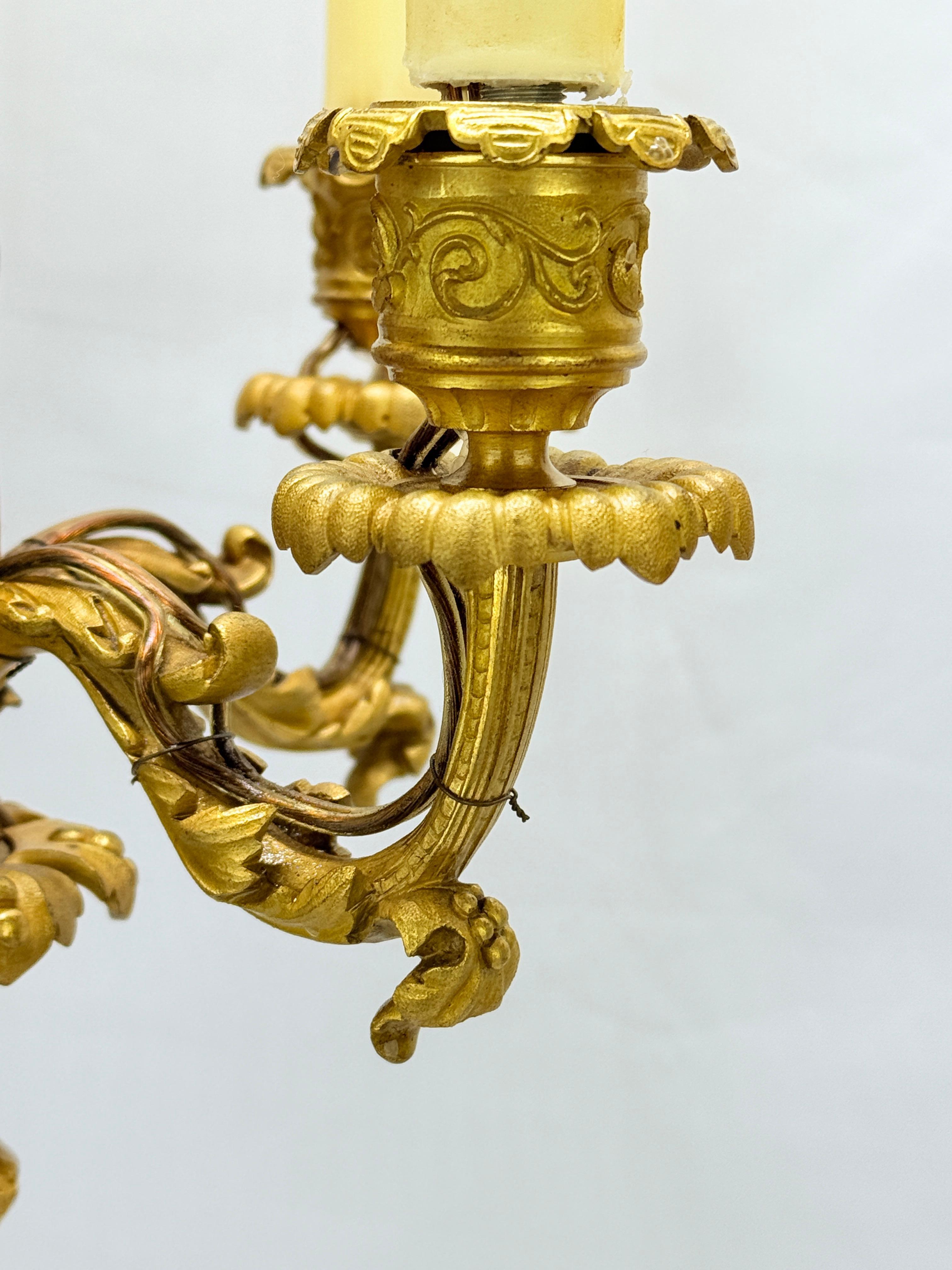 Monumental 19th Century French Gilt Bronze Egyptian Revival Candleabrum - Wired For Sale 7