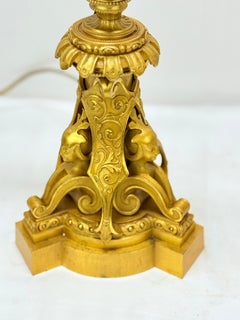 Monumental 19th Century French Gilt Bronze Egyptian Revival Candleabrum - Wired