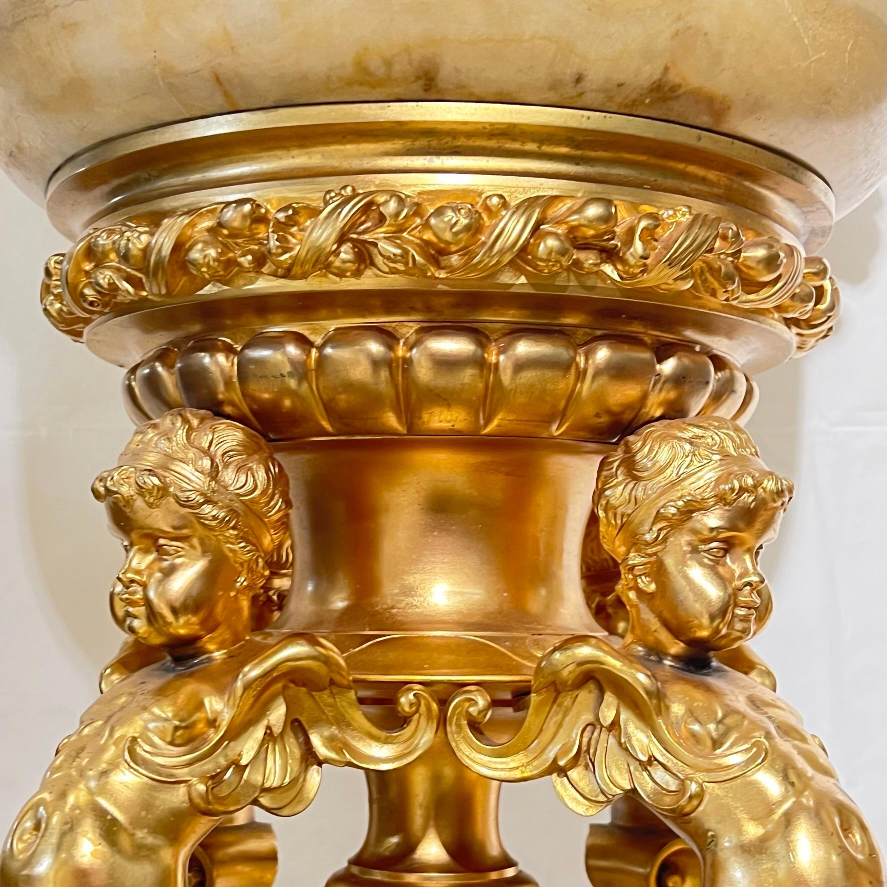 Monumental 19th Century French Neoclassical Onyx and Gilt Bronze Vase For Sale 8