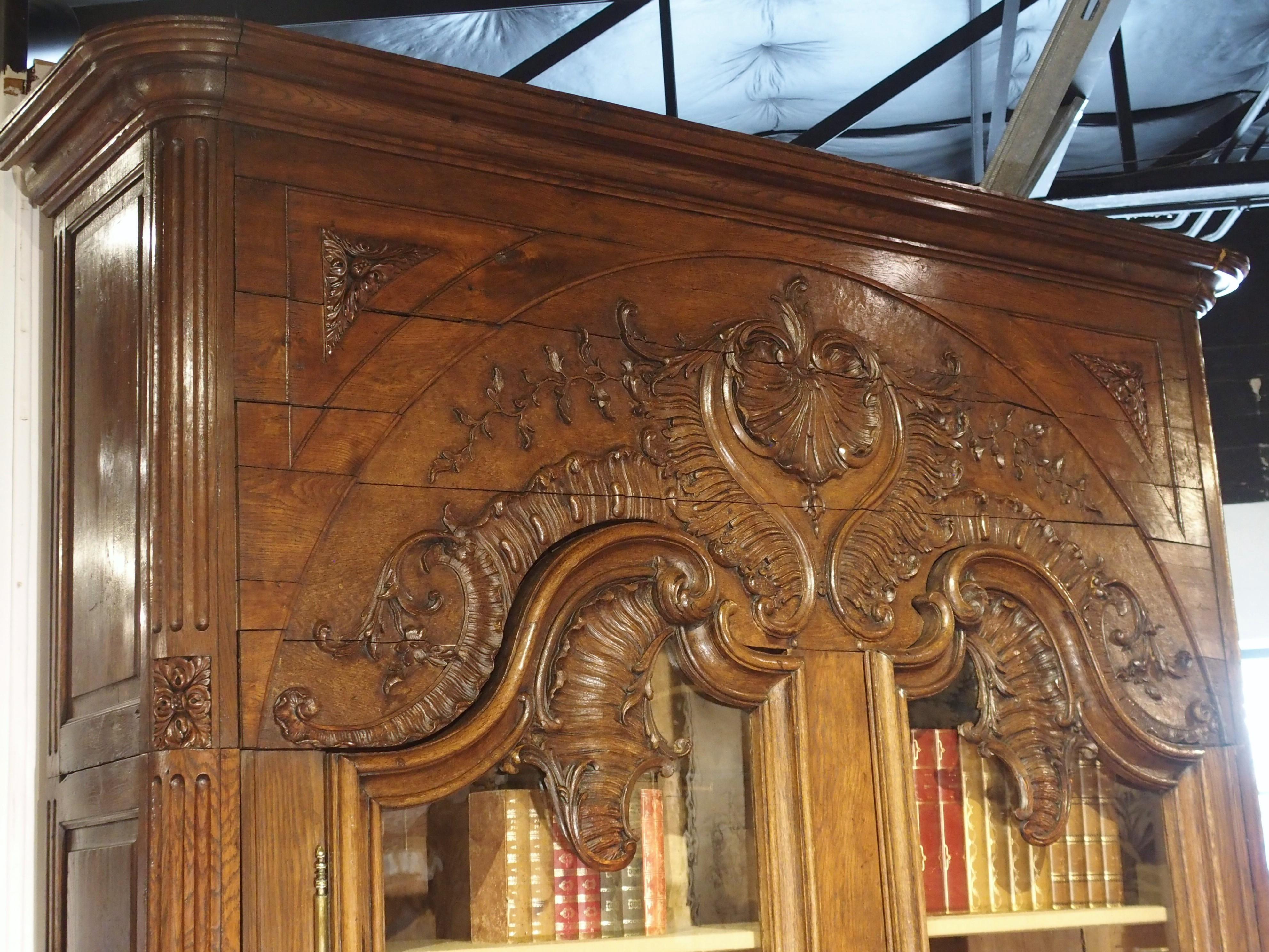 Monumental 19th Century French Oak Bibliotheque-Vitrine “Rocaille” 12