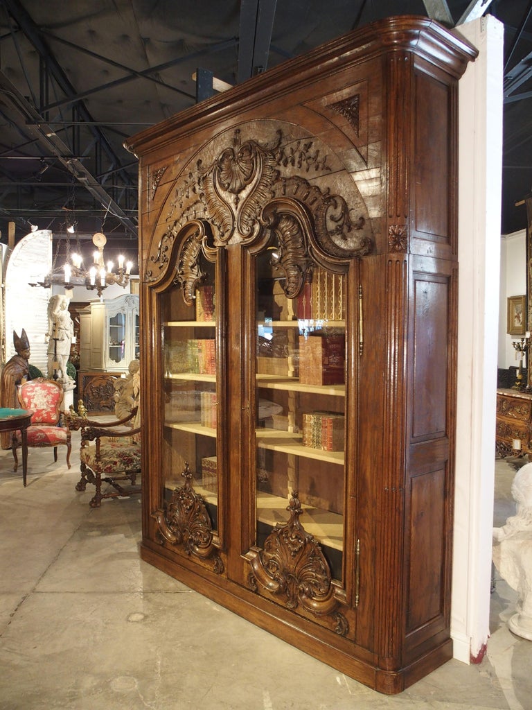 Monumental 19th Century French Oak Bibliotheque-Vitrine “Rocaille” at ...