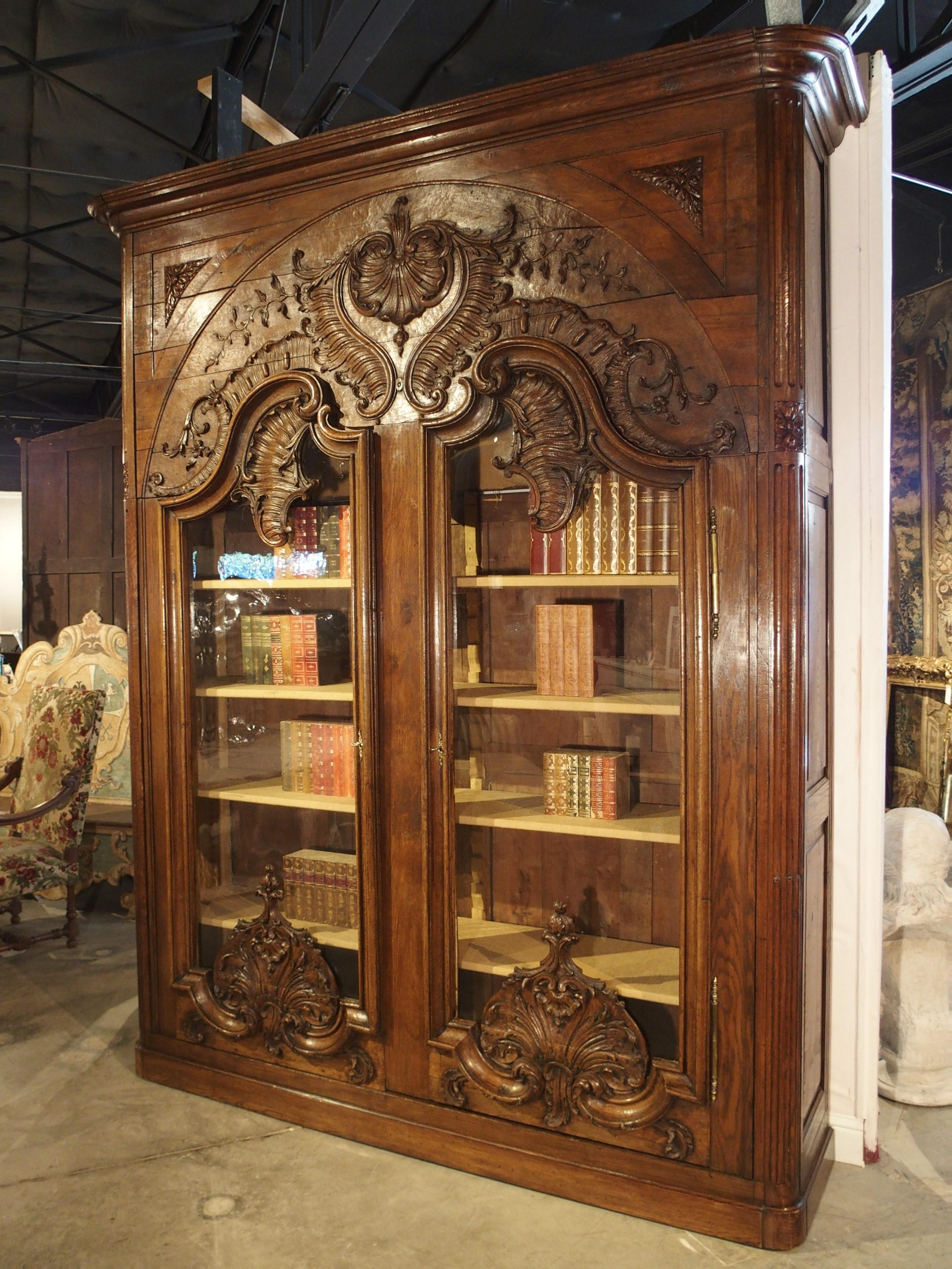 Monumental 19th Century French Oak Bibliotheque-Vitrine “Rocaille” 2