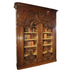 Monumental 19th Century French Oak Bibliotheque-Vitrine “Rocaille”
