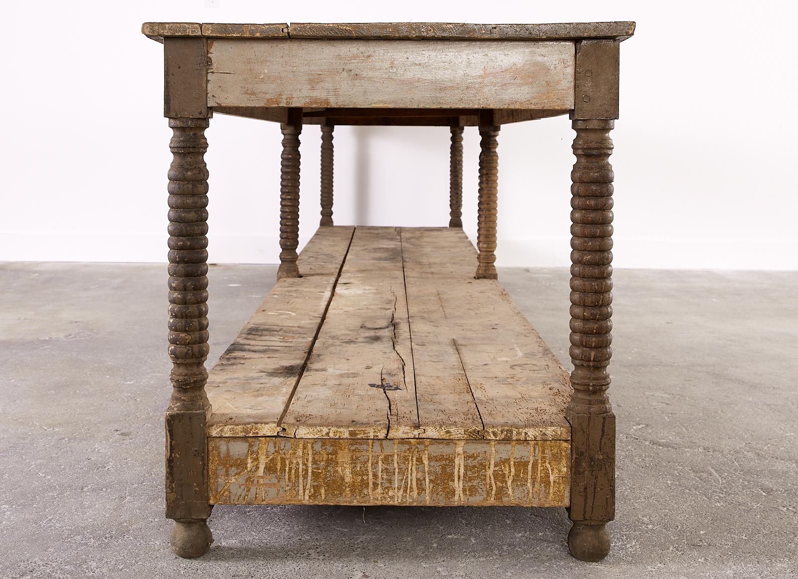 Painted Monumental 19th Century French Pine Drapers Work Table