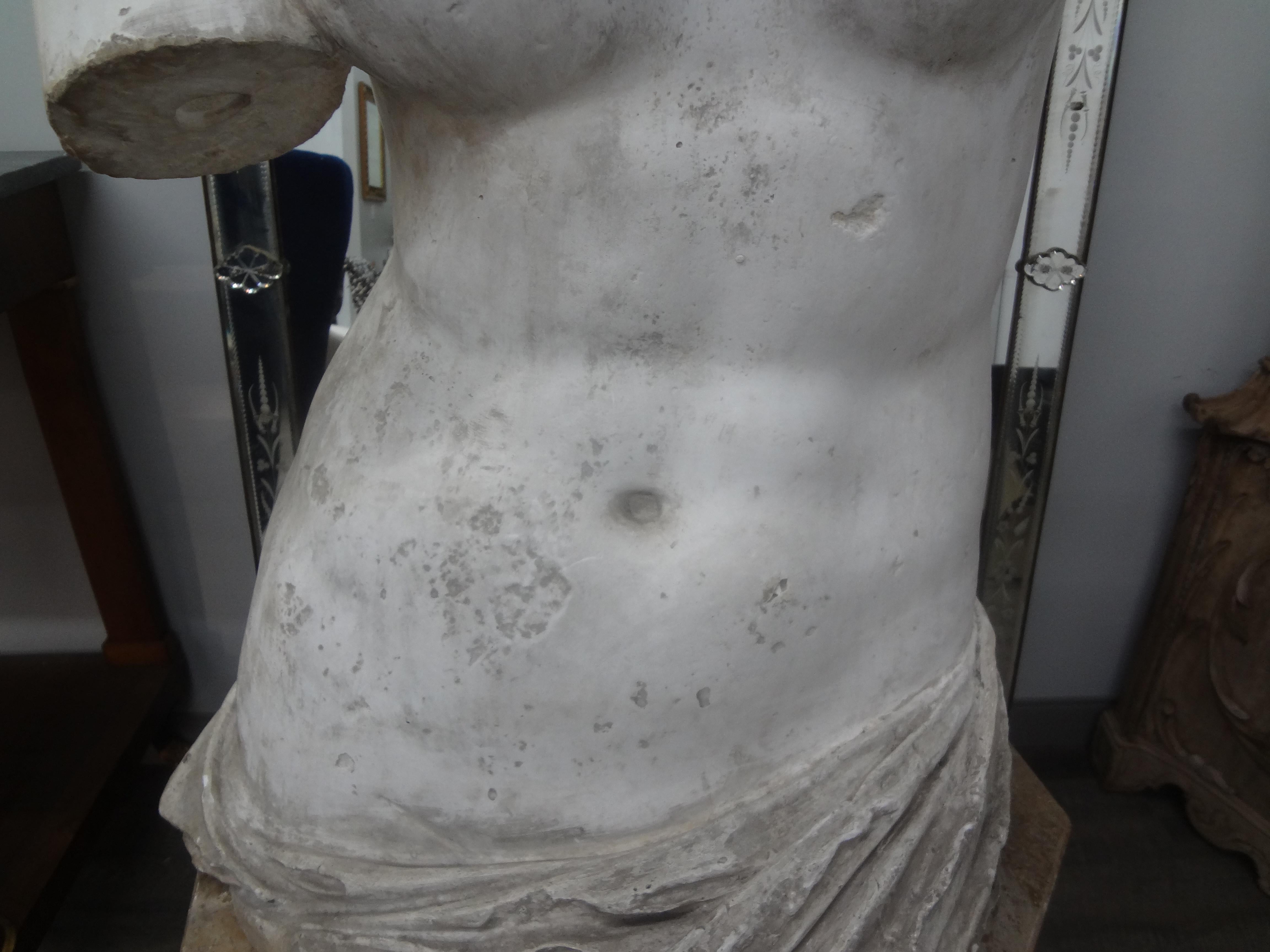 Neoclassical Monumental 19th Century French Plaster Torso of Venus For Sale
