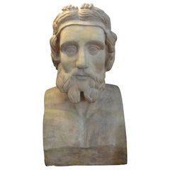 Monumental 19th Century French Terracotta Bust of a Classical Greek