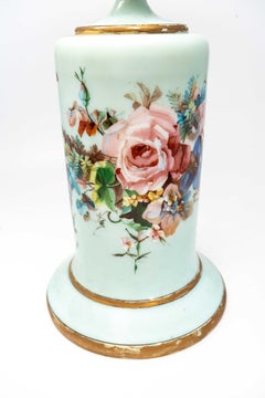 Monumental 19th Century French Turquoise Opaline Glass Centerpiece Urn with Hand