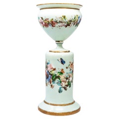 Monumental 19th Century French Turquoise Opaline Glass Centerpiece Urn with Hand