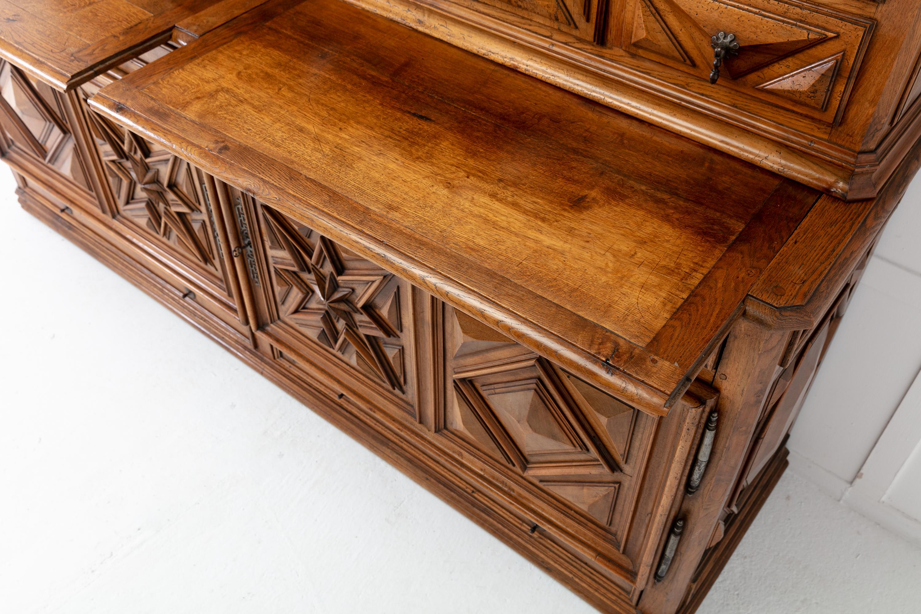 Monumental 19th Century French Walnut and Oak Buffet For Sale 1