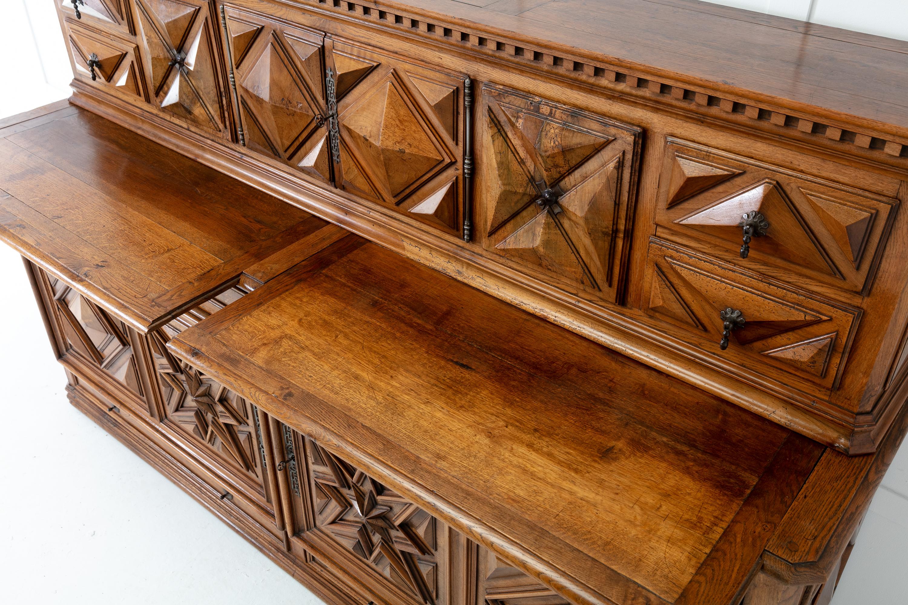 Monumental 19th Century French Walnut and Oak Buffet For Sale 2