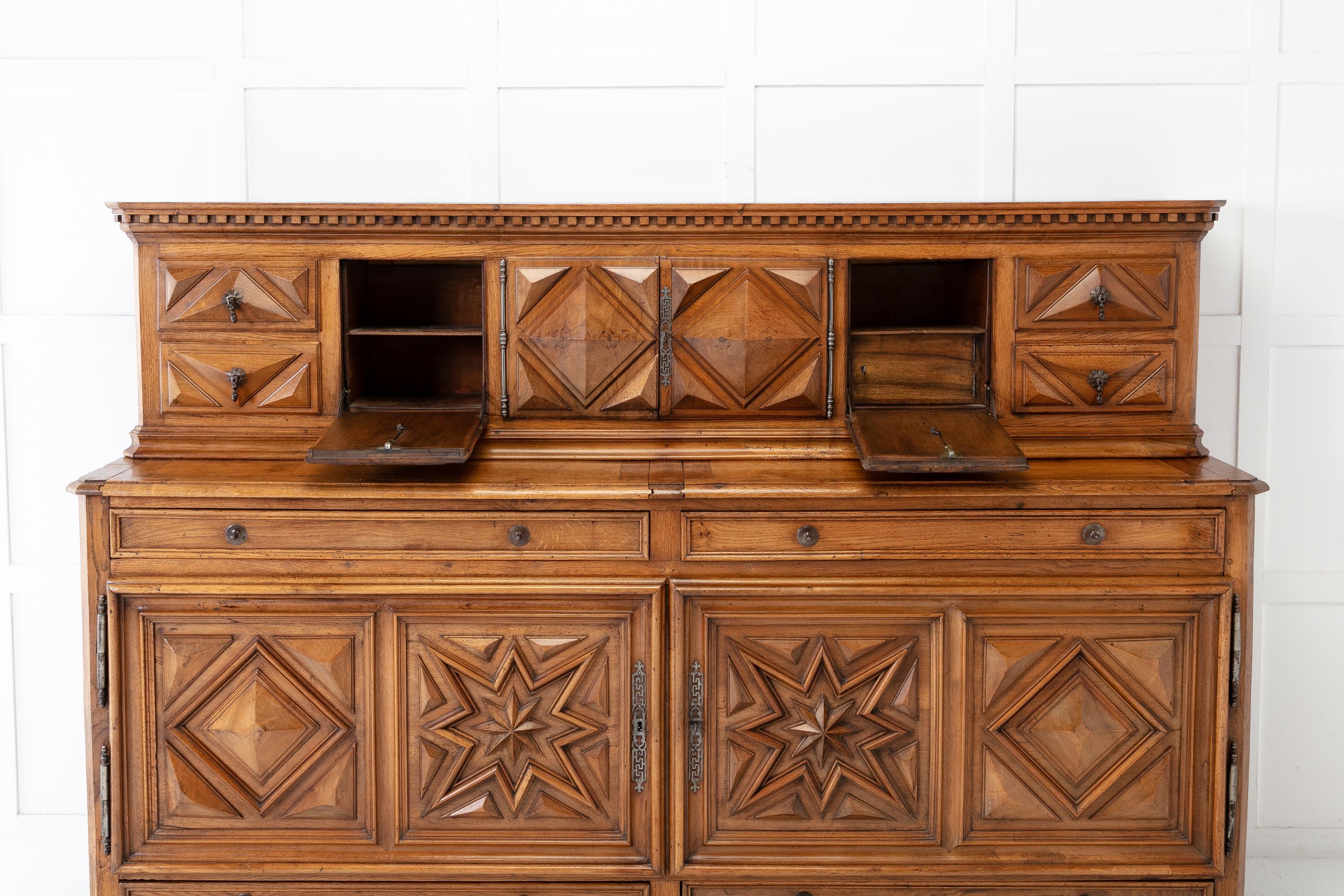 Monumental 19th Century French Walnut and Oak Buffet For Sale 4