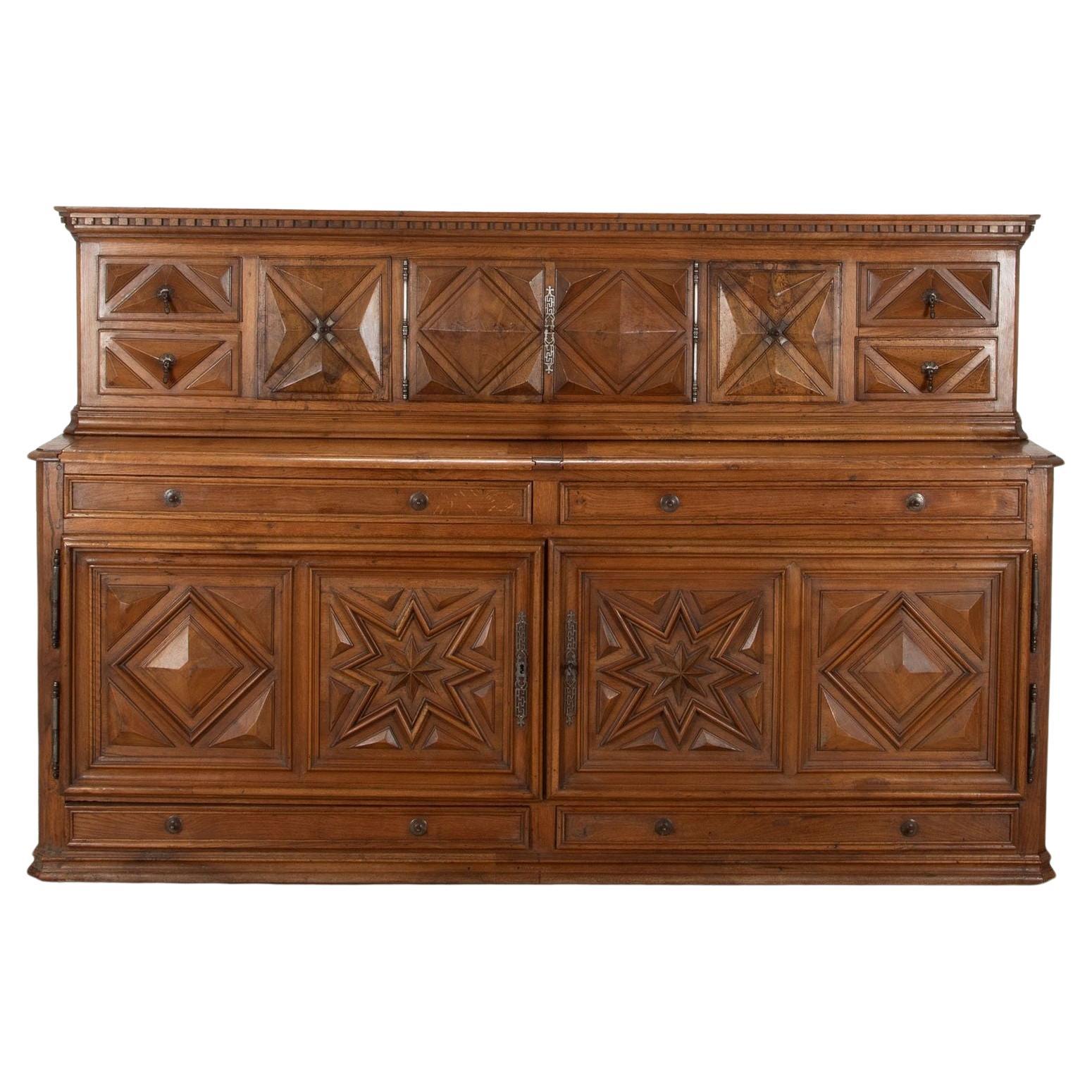 Monumentale buffet francese del XIX secolo in noce e Oak