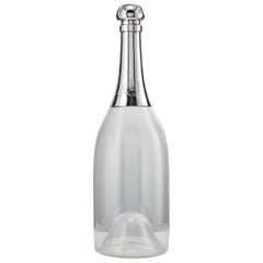 Vintage 19th Century Glass and Sterling Silver Large Champagne Bottle, 1892