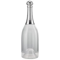 Antigua botella de champán grande de vidrio y plata de ley del siglo XIX, 1892