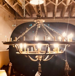 Monumental 19th Century Gothic Two-Tier Bronze Chandelier