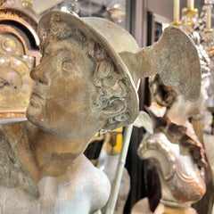Monumental 19th Century Grand Tour Bronze Mercury Statue After Giambologna