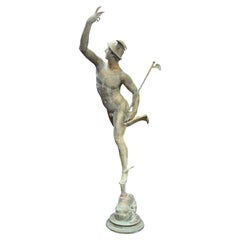 Monumental 19th Century Grand Tour Bronze Mercury Statue After Giambologna