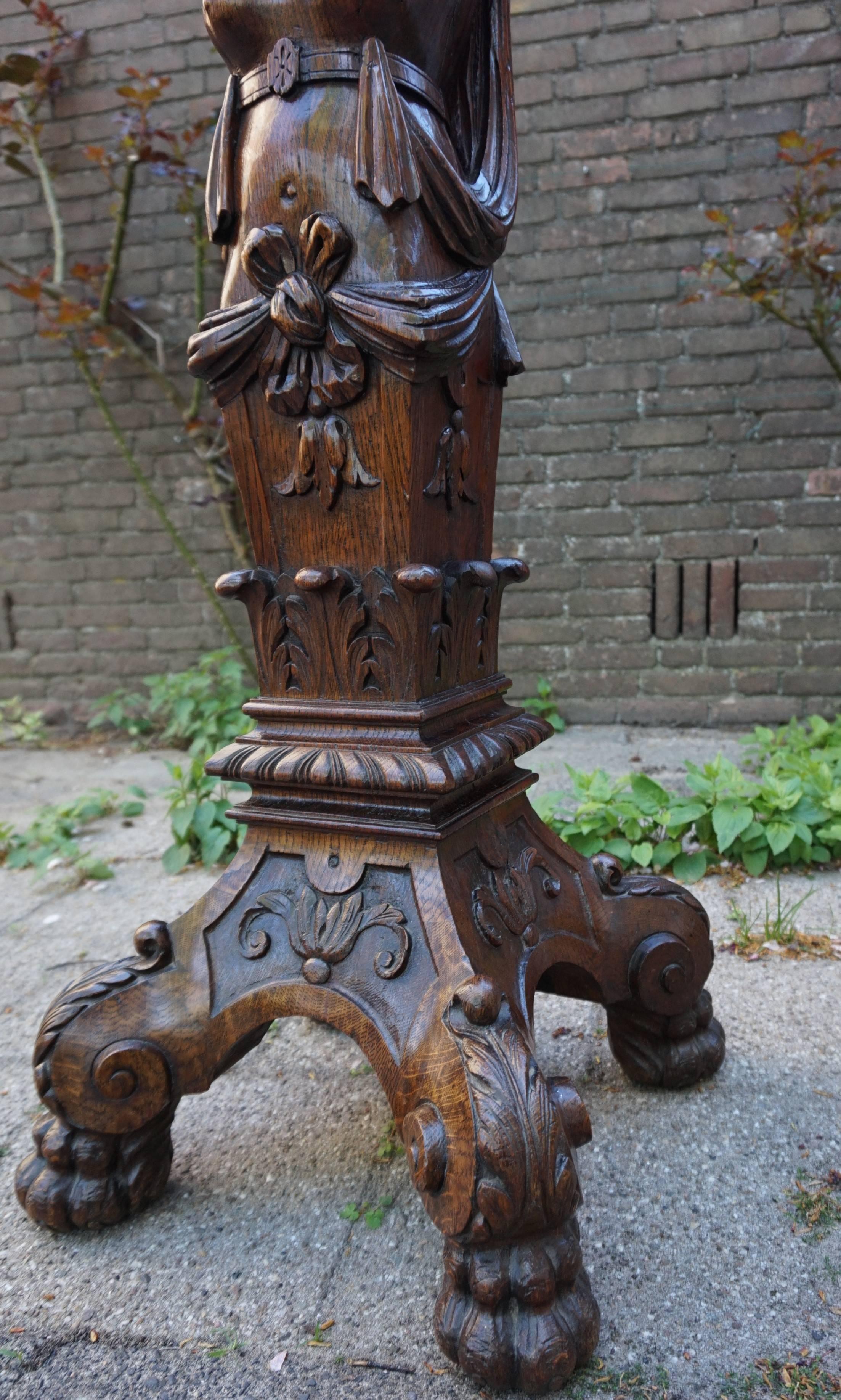 Monumental 19th Century Hand-Carved Figurehead Stand / Sculptural Torchere For Sale 7