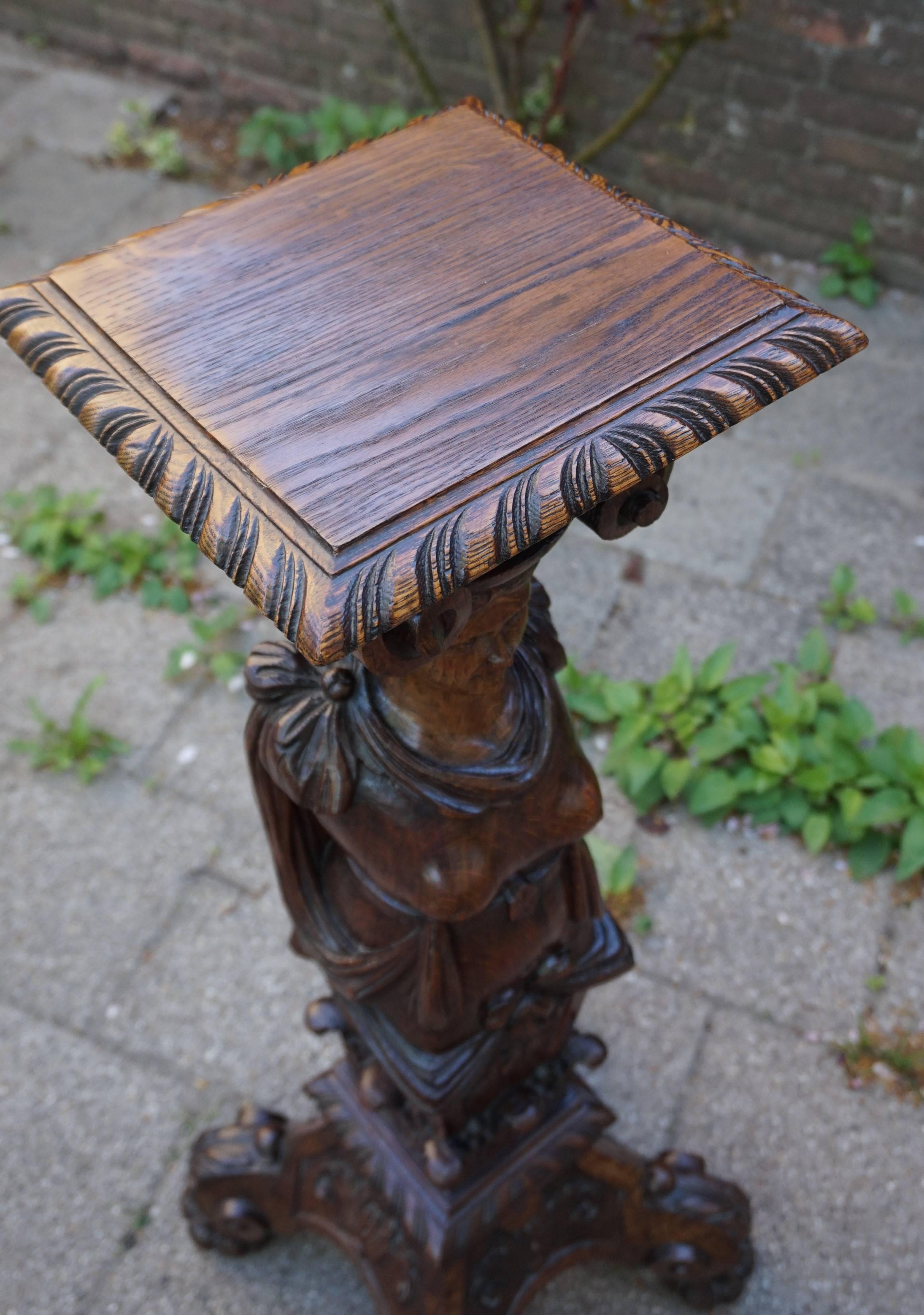 Monumental 19th Century Hand-Carved Figurehead Stand / Sculptural Torchere For Sale 2