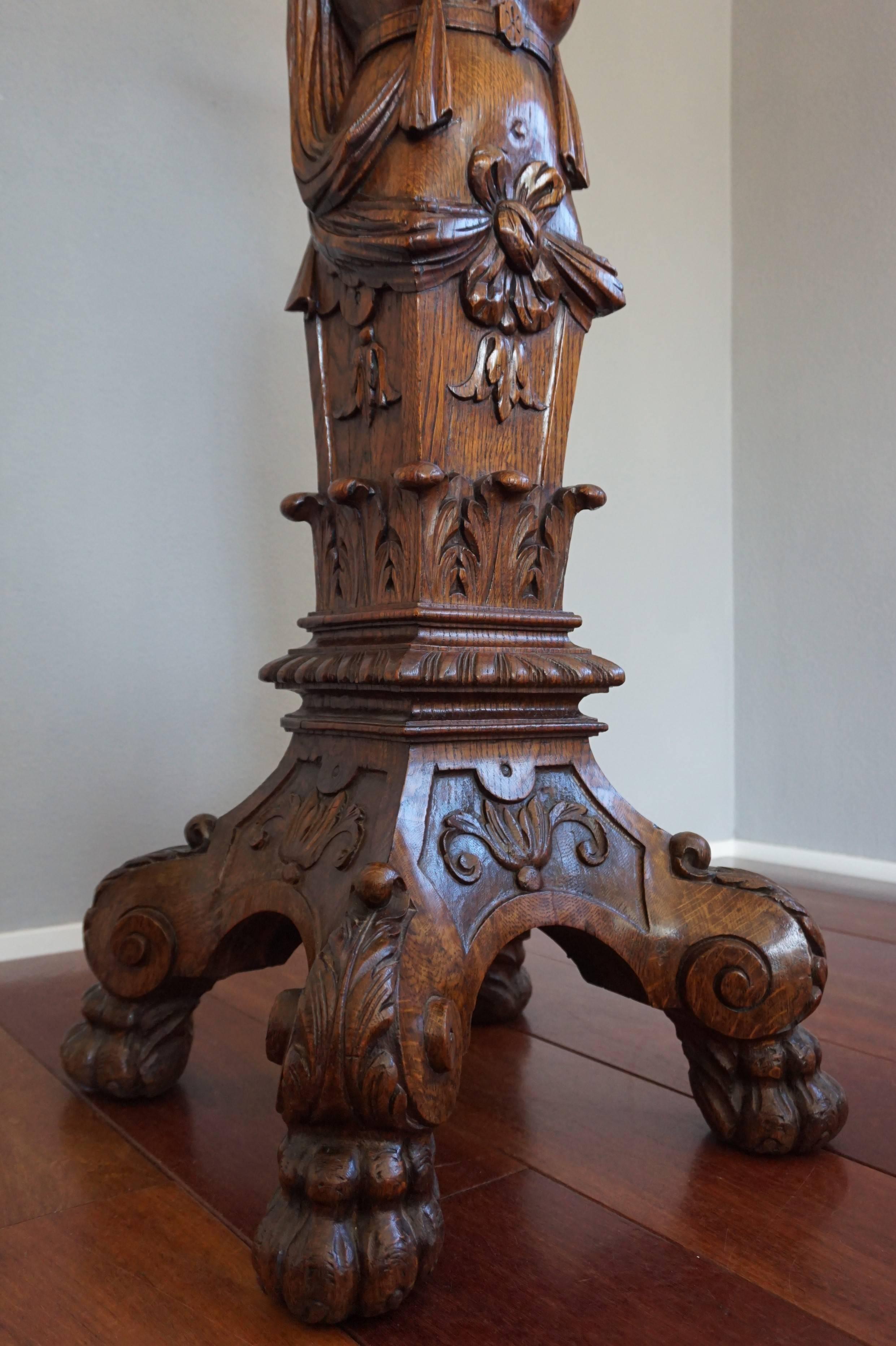 Monumental 19th Century Hand-Carved Figurehead Stand / Sculptural Torchere For Sale 4