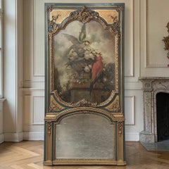 Monumental 19th Century Hand-Painted French Beaux-Arts Chateau Trumeau