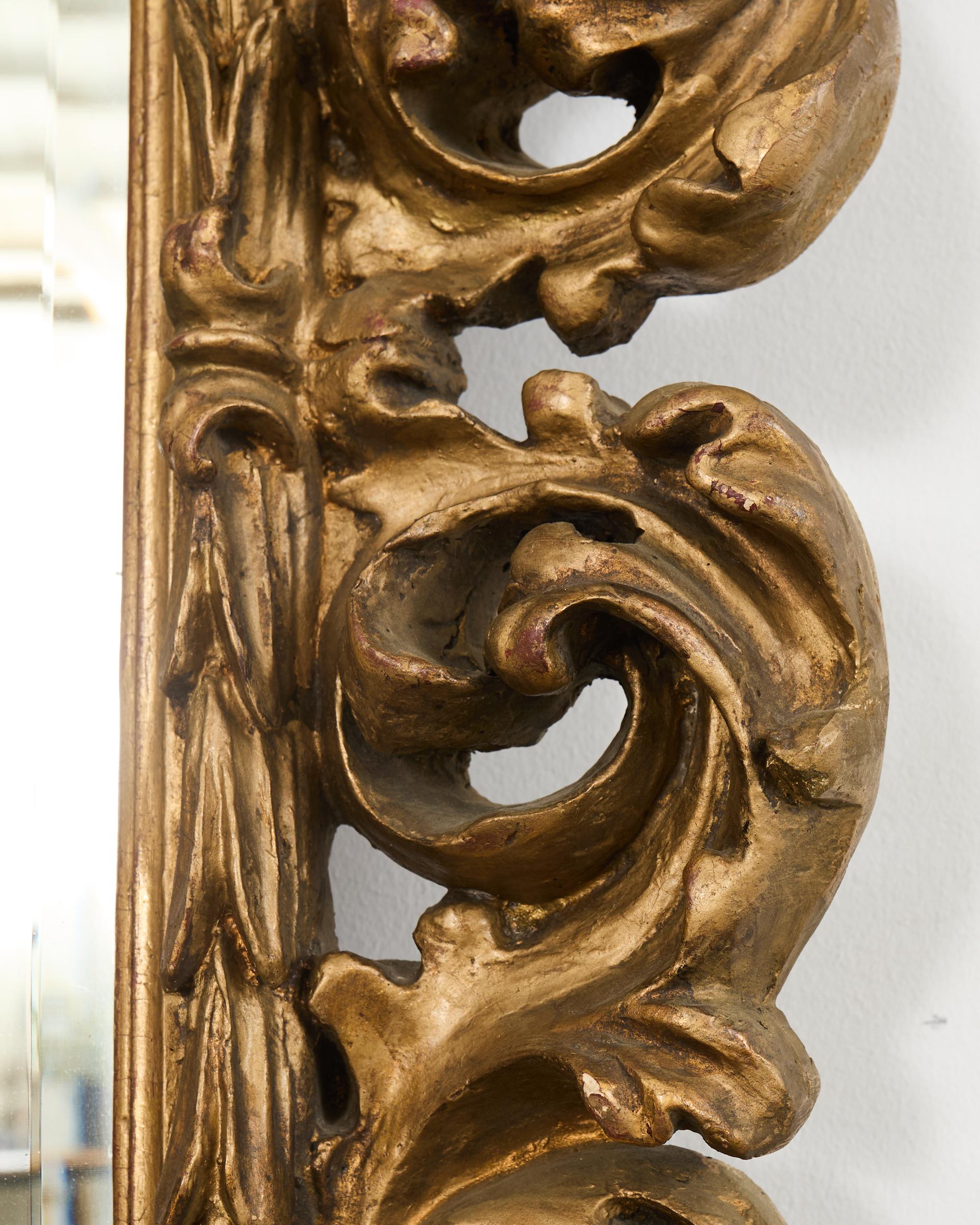 Monumental 19th Century Italian Baroque Style Giltwood Mirror 6 Ft. For Sale 5