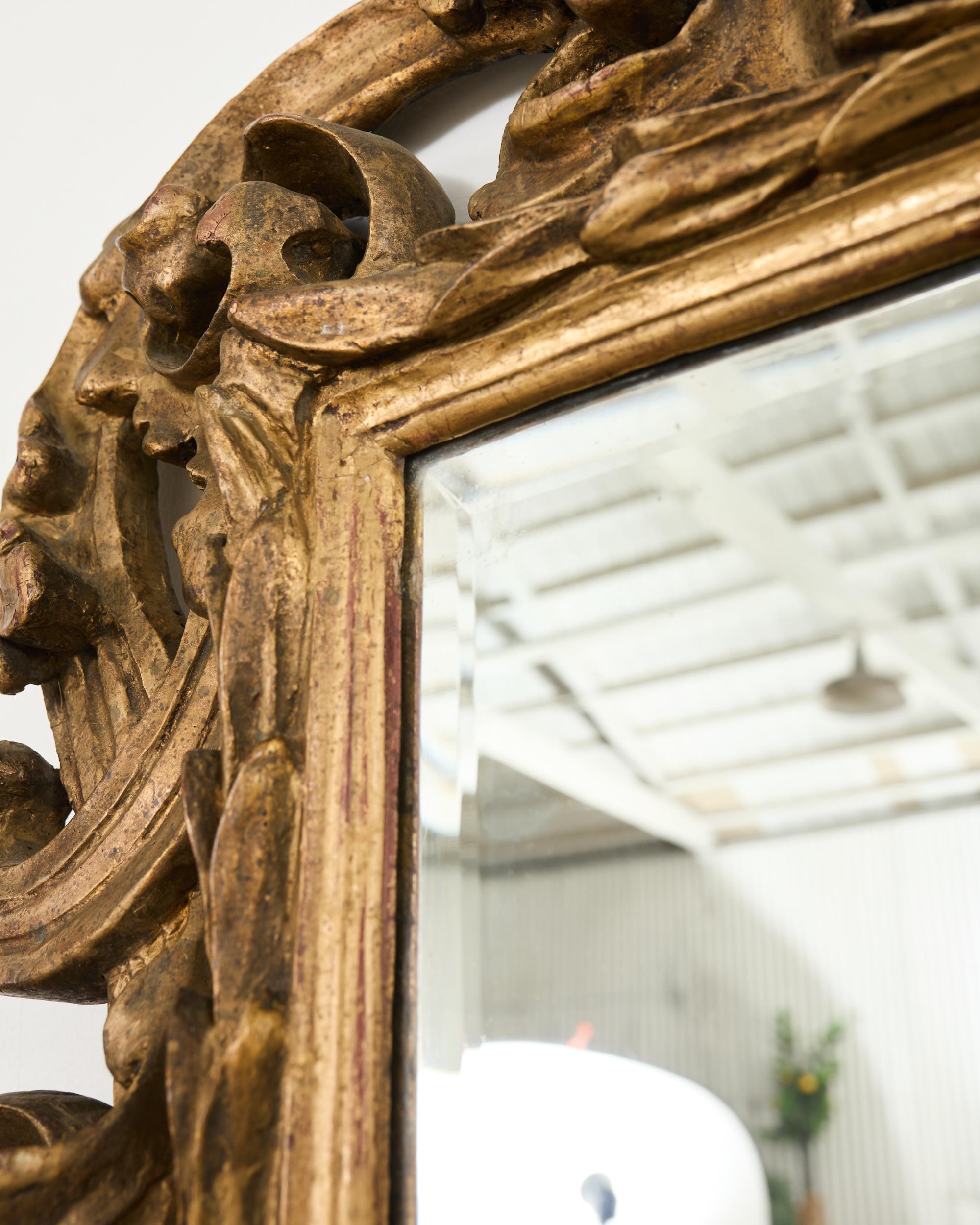 Monumental 19th Century Italian Baroque Style Giltwood Mirror 6 Ft. For Sale 9
