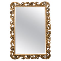 Monumental 19th Century Italian Baroque Style Giltwood Mirror 6 Ft.
