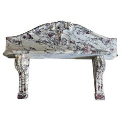 Monumental 19th Century Italian Carrera Viola Carved Marble Fireplace Surround
