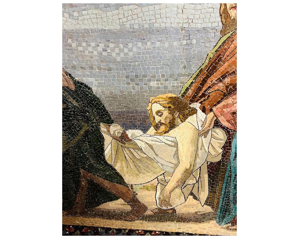   Monumentales italienisches Mikro-Mosaik aus dem 19. Jahrhundert Wandgemälde Grablegung von Jesus  im Angebot 1