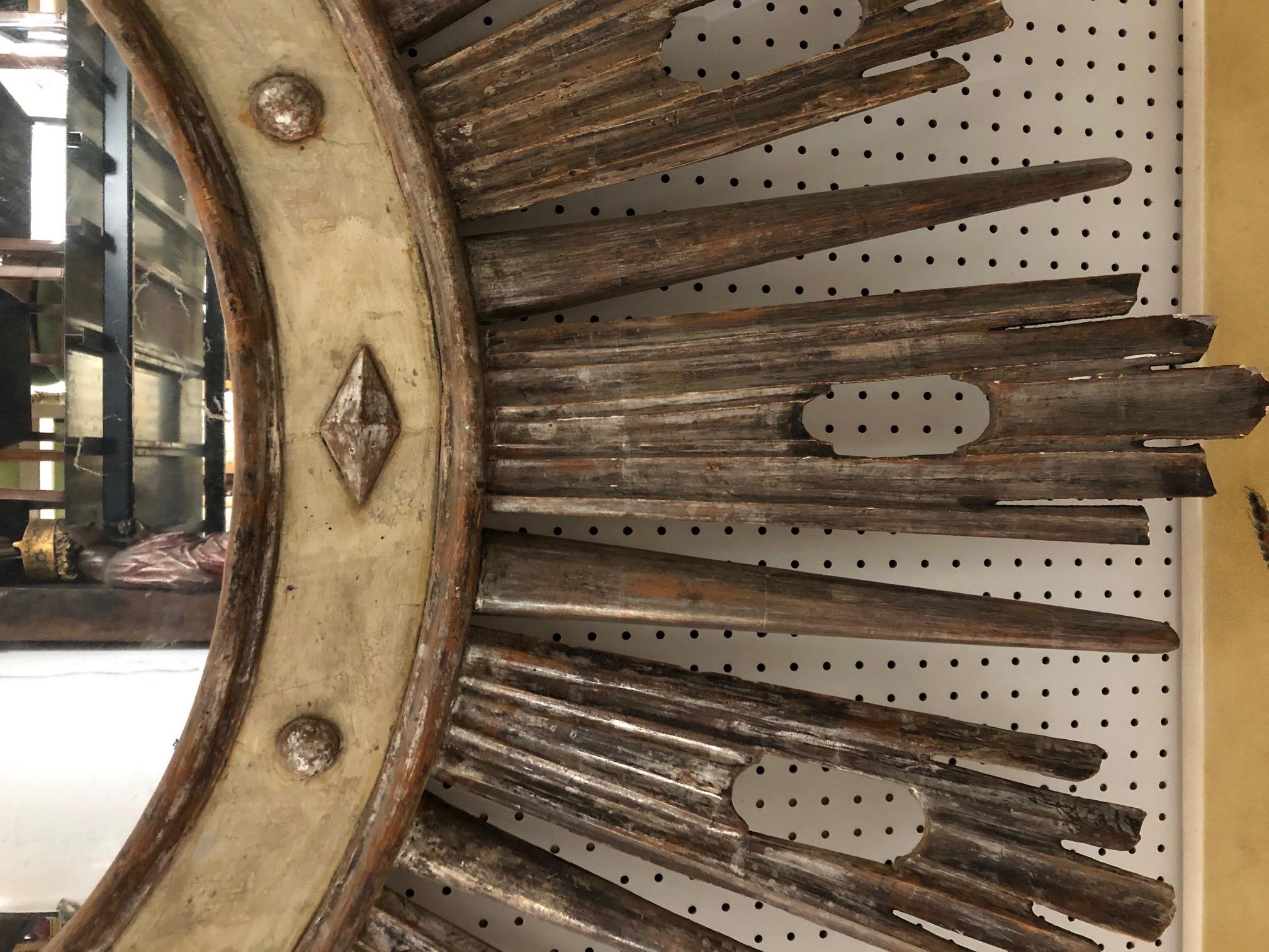 19th Century Italian Neoclassic Silvered Sunburst Mirror For Sale