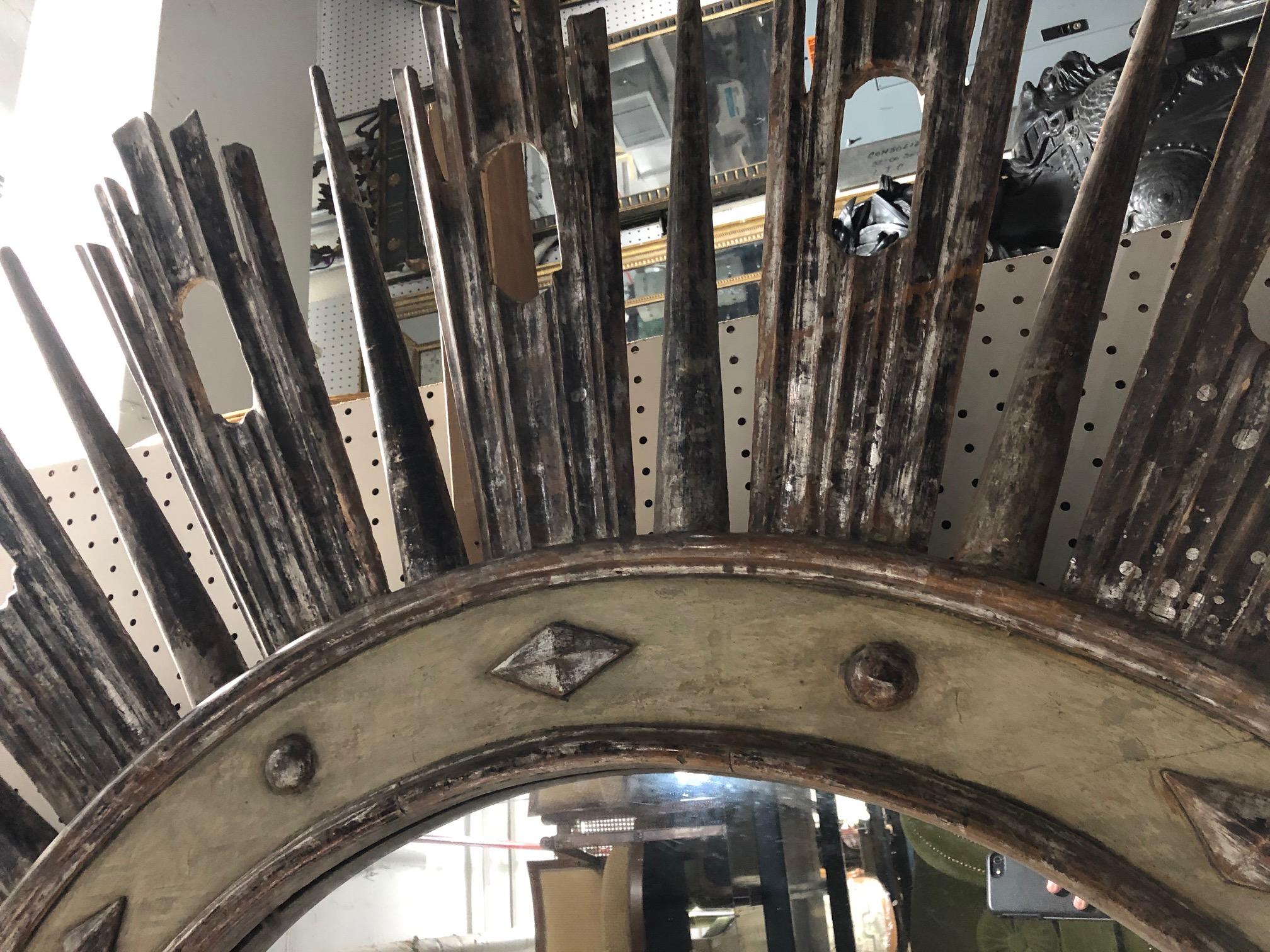 Italian Neoclassic Silvered Sunburst Mirror For Sale 1