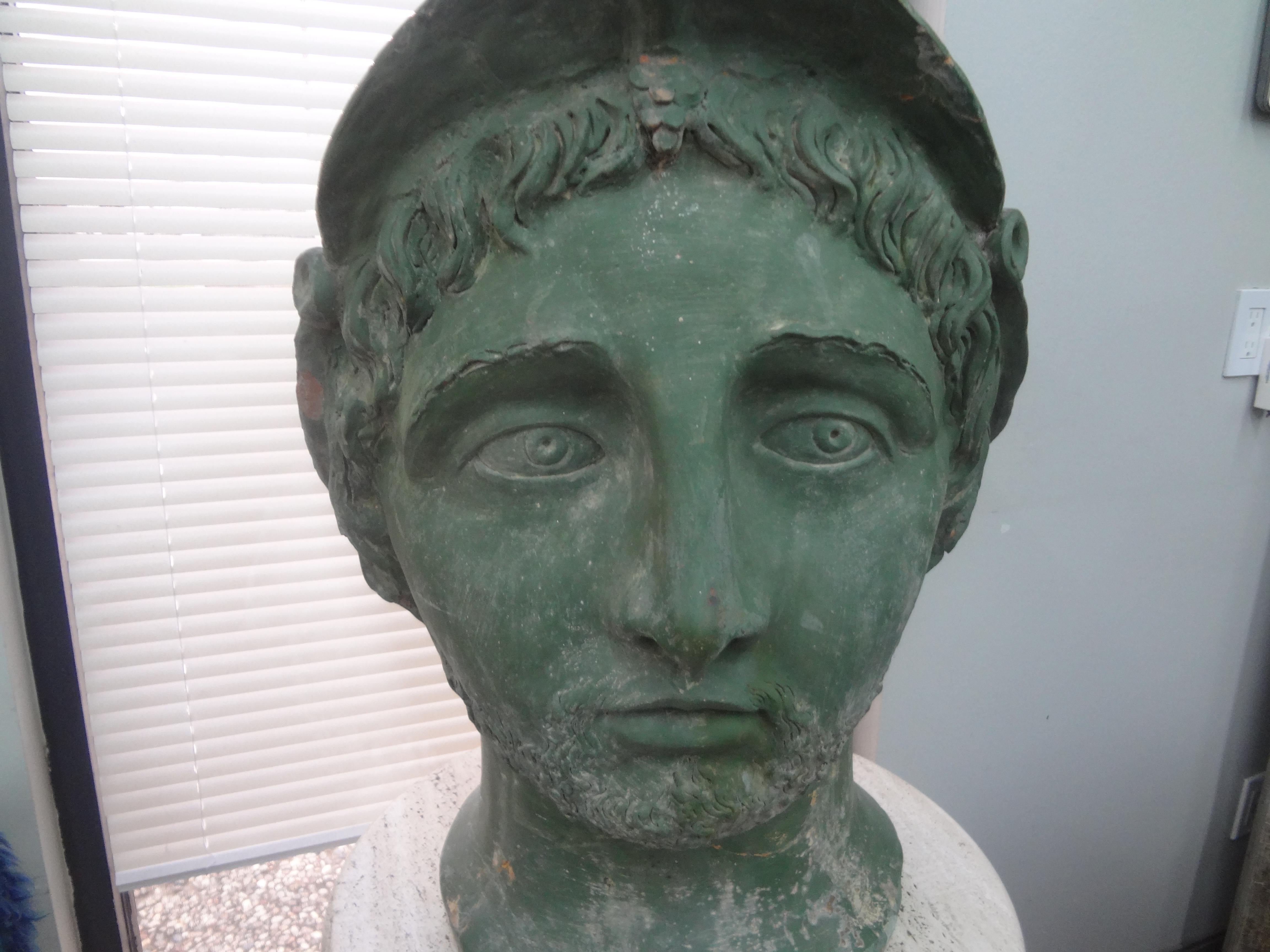 Monumental 19th Century Italian Patinated Terracotta Bust In Good Condition In Houston, TX