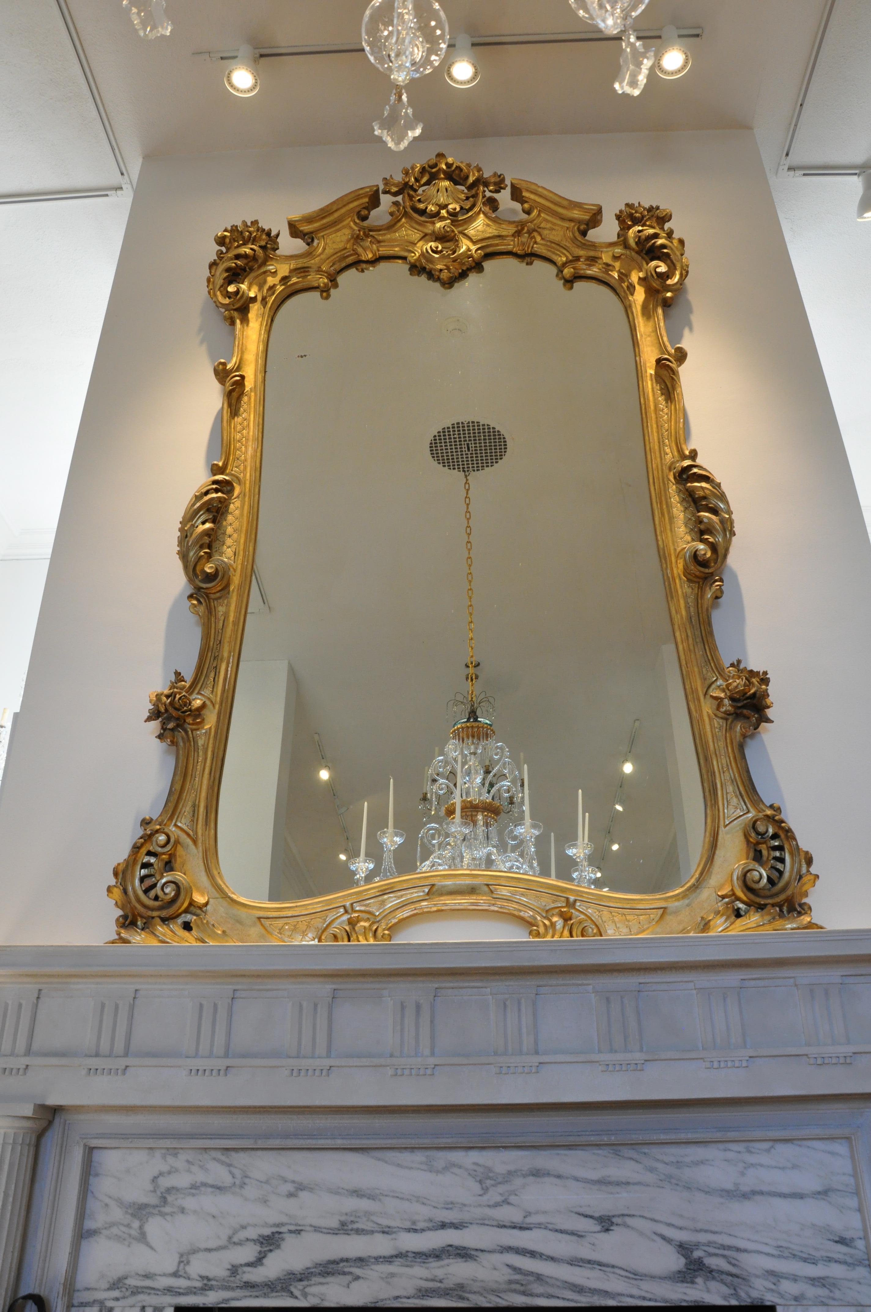 French Monumental 19th Century Louis XV Style Gilt Pier Mirror