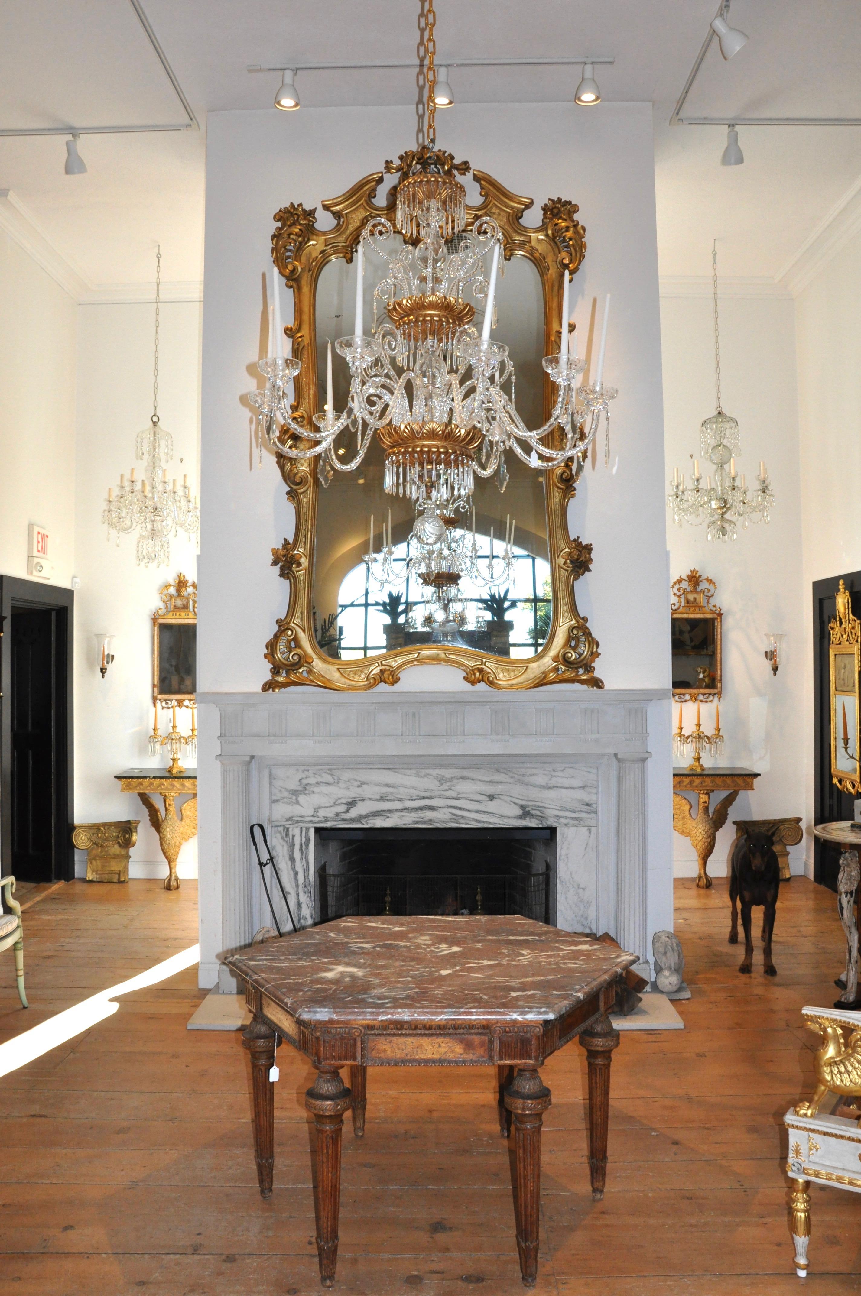 Monumental 19th Century Louis XV Style Gilt Pier Mirror In Good Condition In Essex, MA