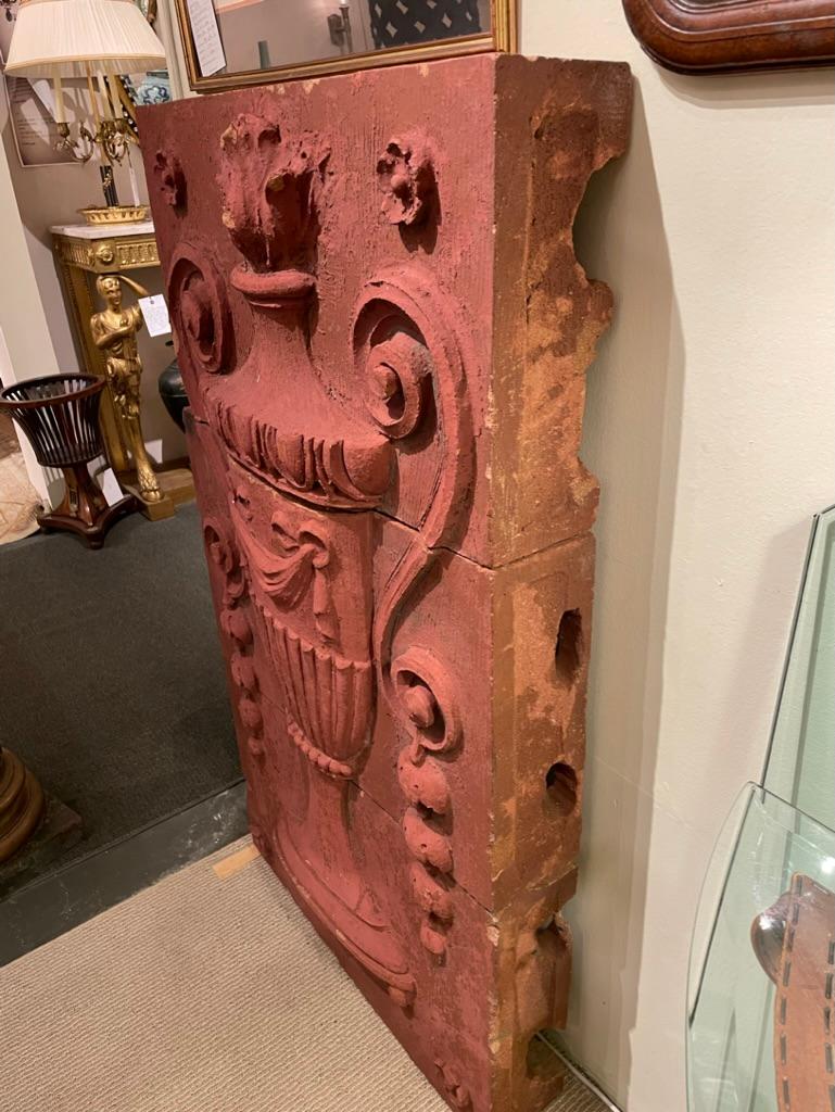 Monumental 19th Century Neoclassical Terracotta Urn Architectural Relief For Sale 12