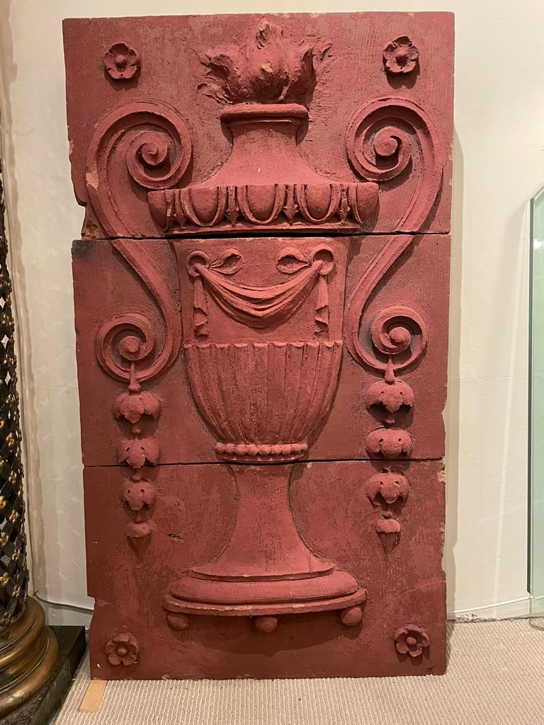 Monumental 19th Century Neoclassical Terracotta Urn Architectural Relief For Sale 15