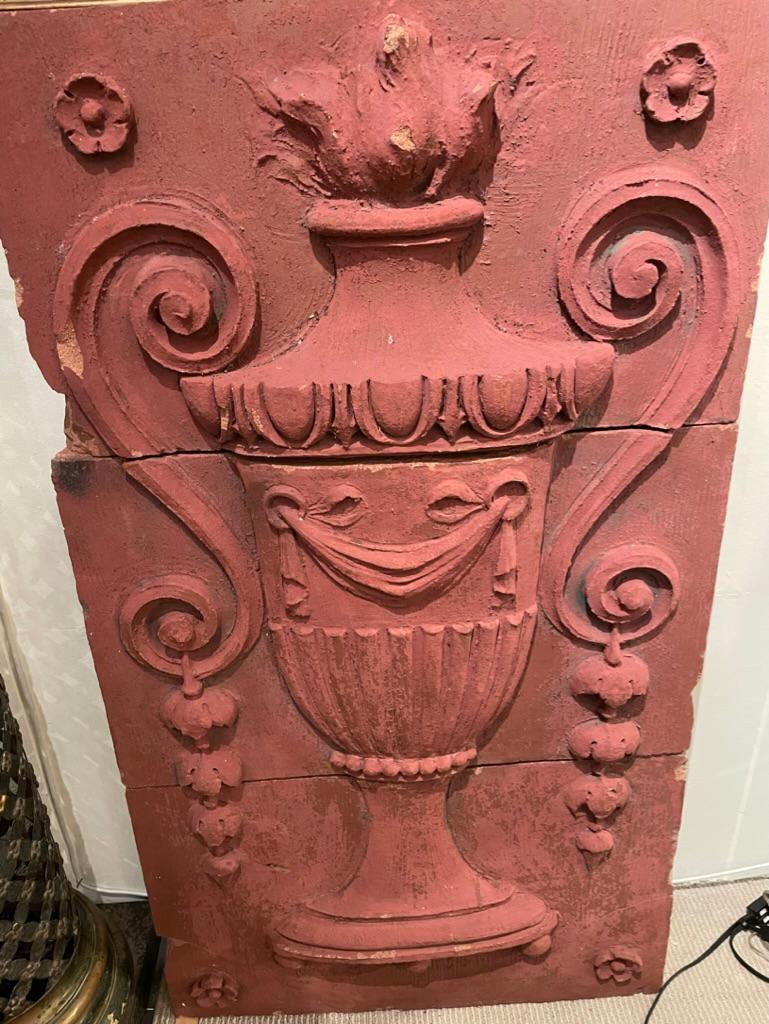 Monumental 19th Century Neoclassical Terracotta Urn Architectural Relief For Sale 1