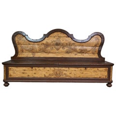 Antique Monumental 19th Century Northern Italian Hand Painted Bench