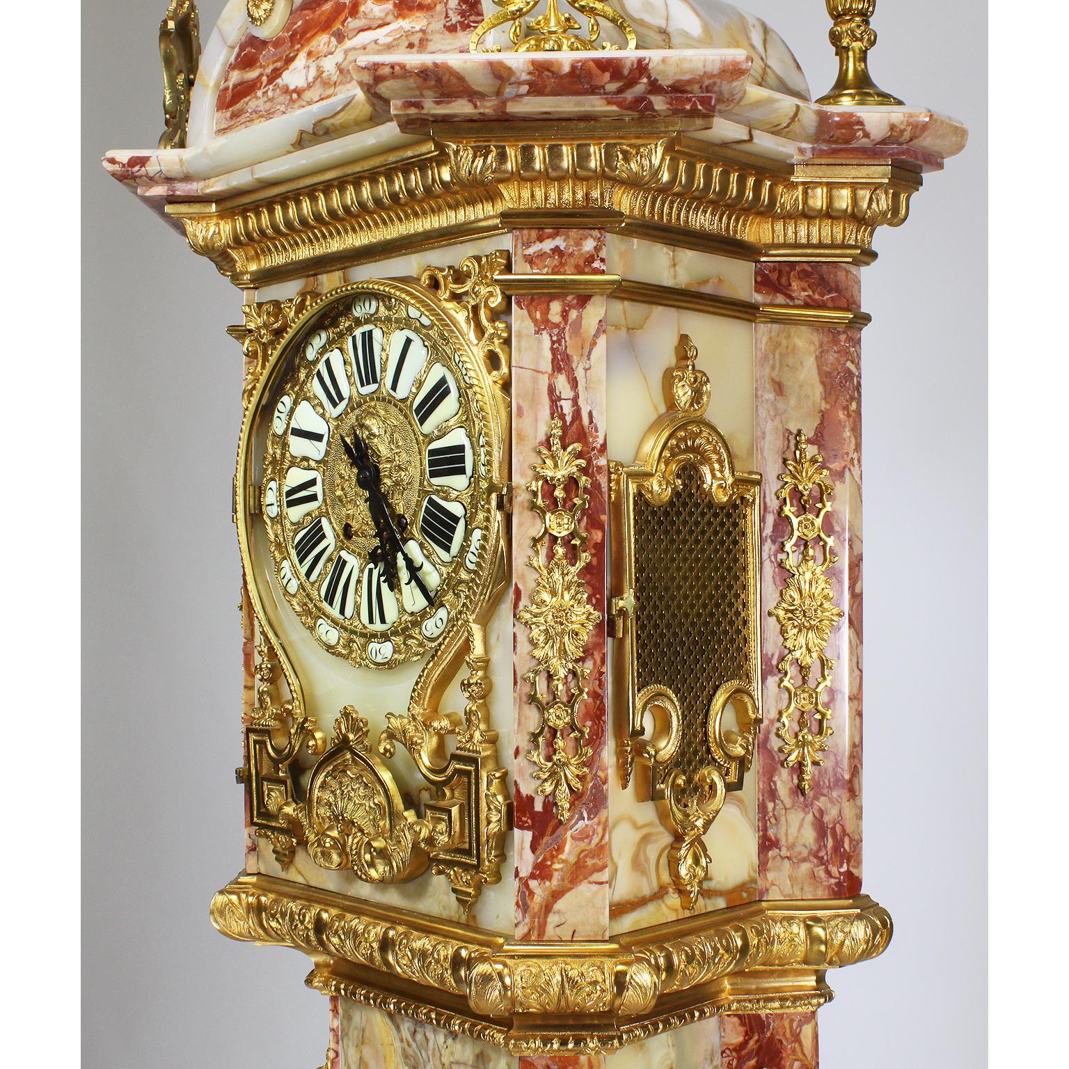 Early 20th Century Monumental 19th Century Ormolu Mounted Onyx & Marble Longcase Grandfather Clock For Sale