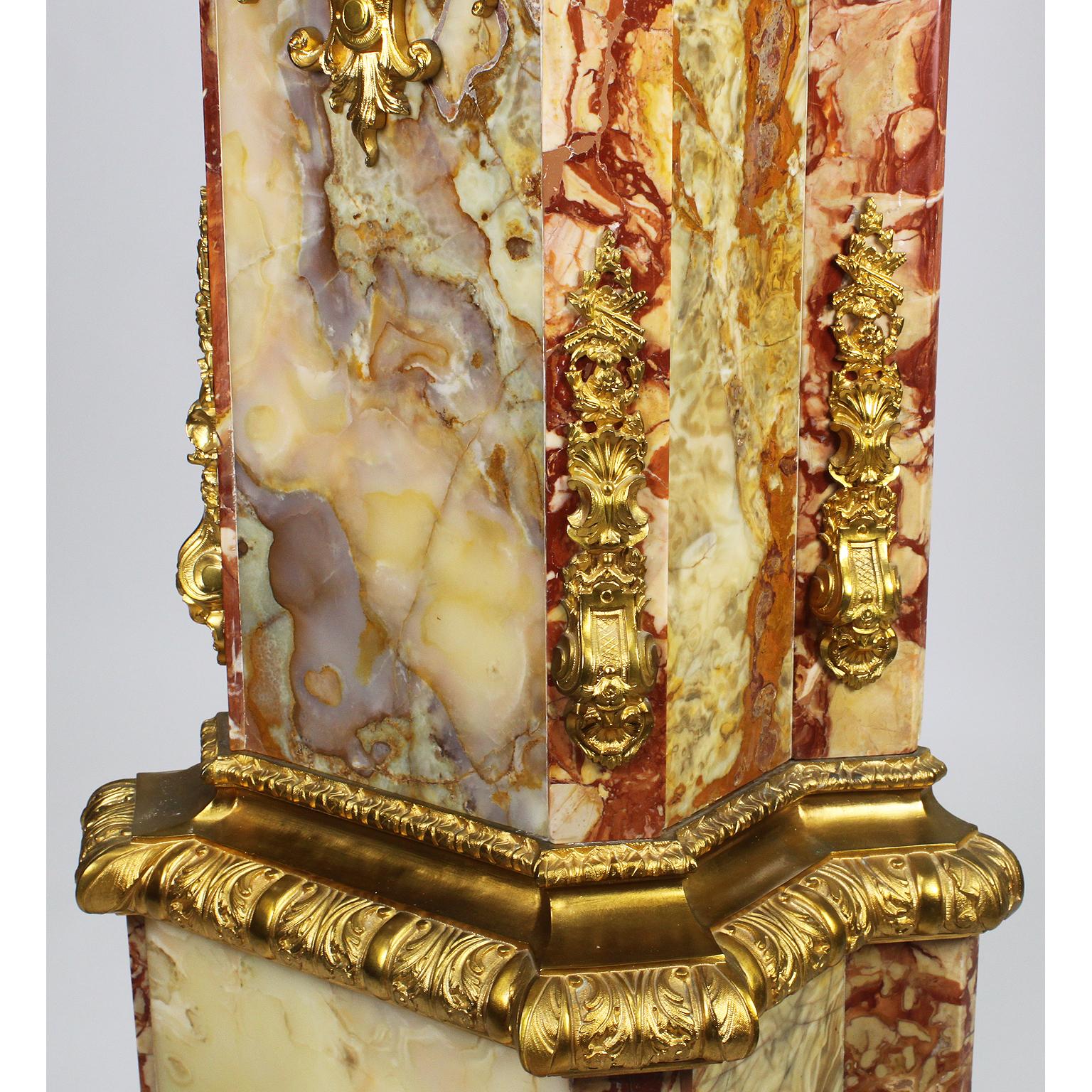 Monumental 19th Century Ormolu Mounted Onyx & Marble Longcase Grandfather Clock For Sale 2